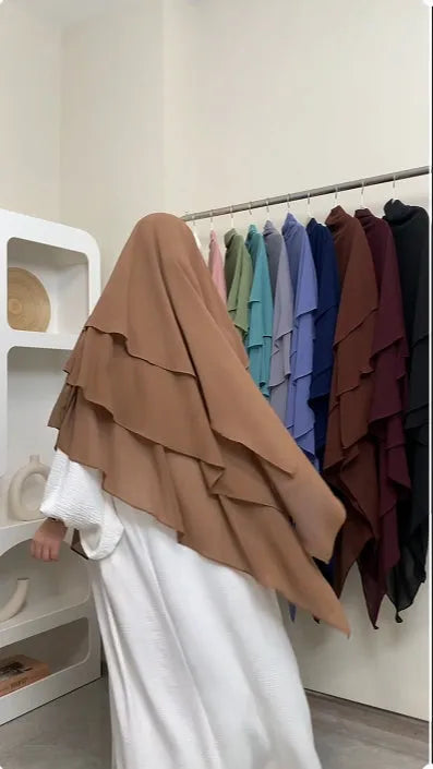 LM509 New Three Layer chiffon Khimar-lumosmodesty