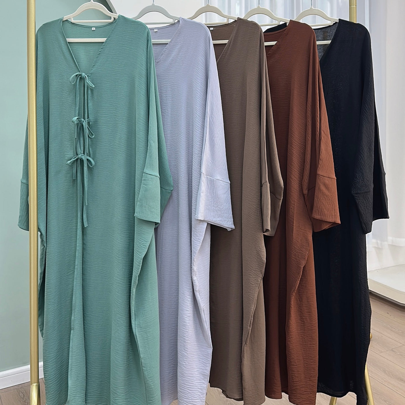 LM063 Crepe Kimono Style Open Abaya with Jazz Tie Front | Summer Modest Islamic Wear for Women