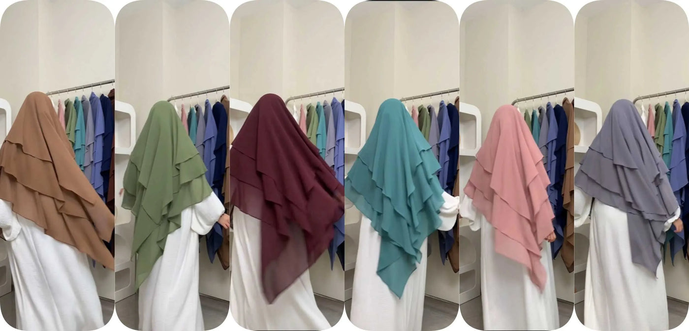 New Three Layer chiffon Khimar