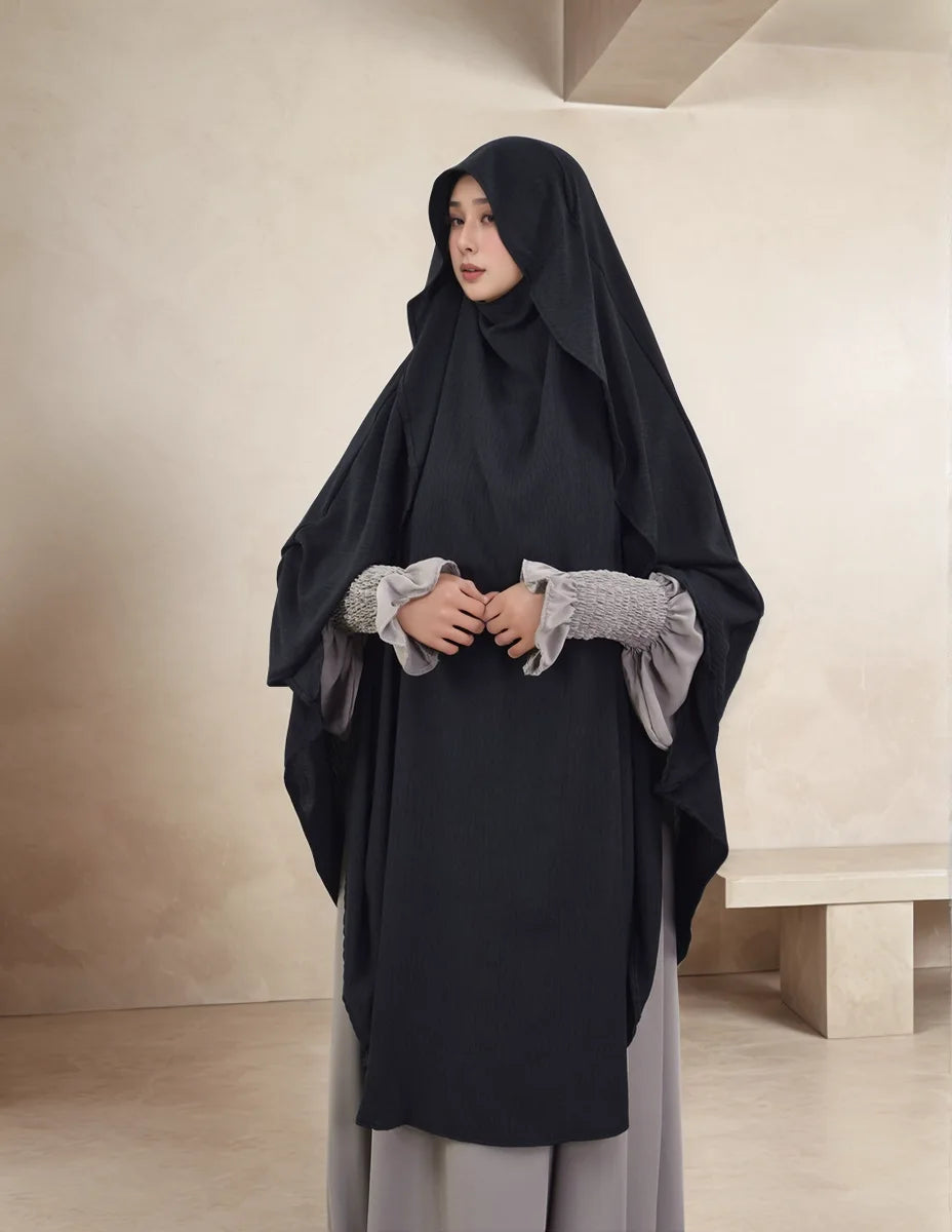 LM505 Cape Khimar One Layer Maxi Scarf Crepe Jazz Ironless Modest