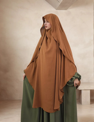 LM505 Cape Khimar One Layer Maxi Scarf Crepe Jazz Ironless Modest