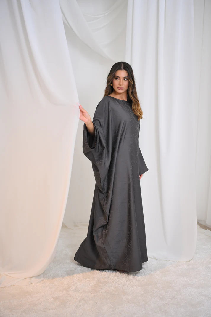 LM090 Luxury Butterfly Batwing Abaya | Chic Jacquard Fashion for Ramadan Eid 2025