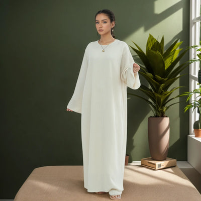 LM075 Cozy Knitted Closed Abaya Maxi Dress | Warm Autumn Winter Outfit for Modest Women