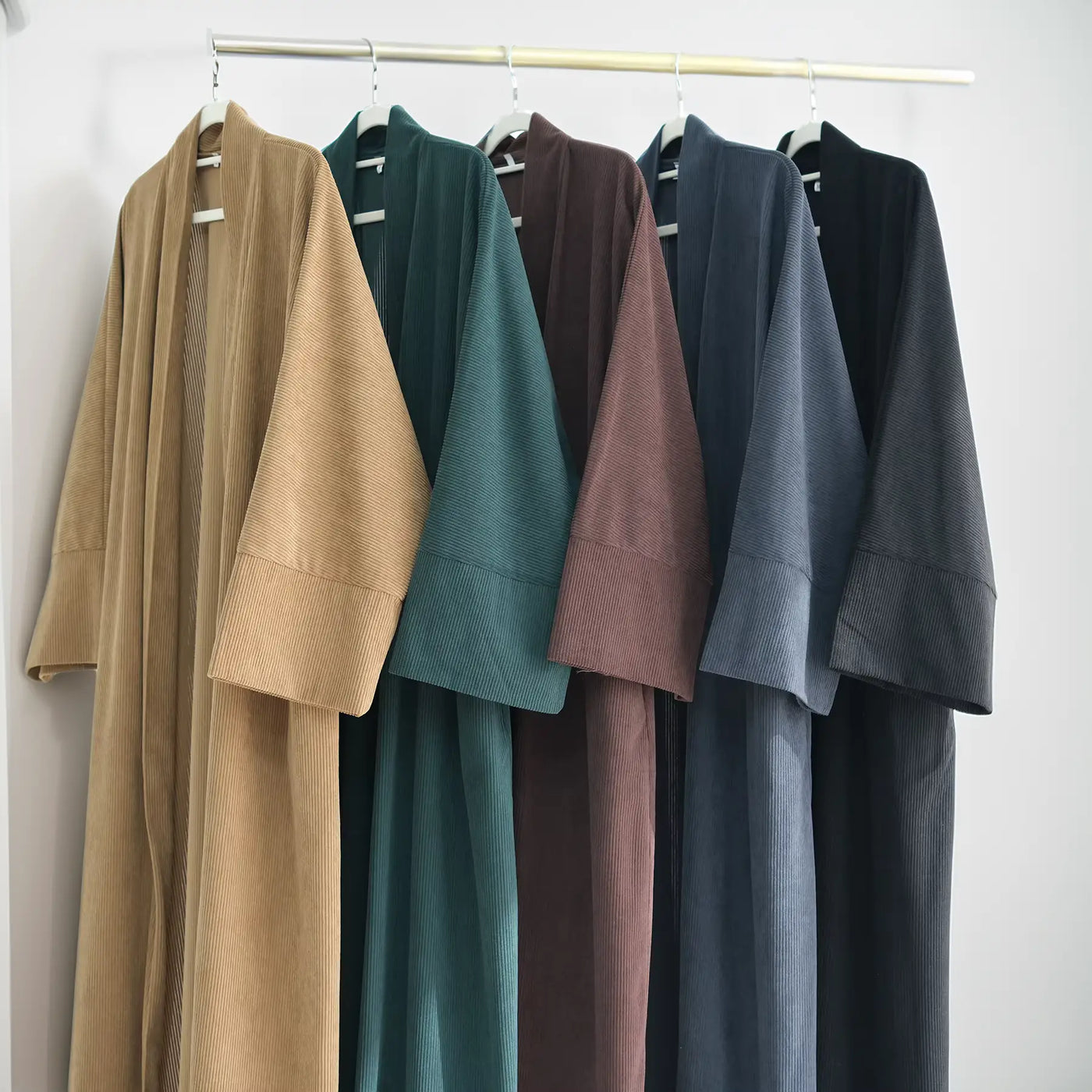 LM052 Corduroy Winter Thick Open Abaya Cardigan (Closed Sleeves)