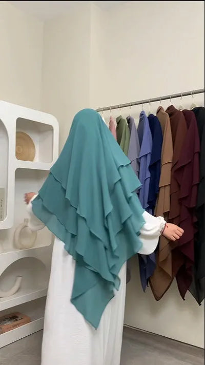 LM509 New Three Layer chiffon Khimar-lumosmodesty