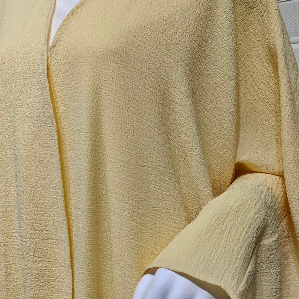 LM044 Mayo Yellow Abaya Open Cardiagn Batwing Kaftan Dress