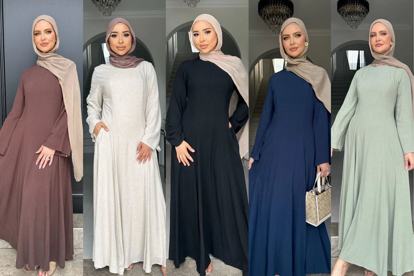 LM100 Elegant Tie-back Linen Cotton Abaya – Slim Fit, Size Up for Comfort | Modest Eid Dress