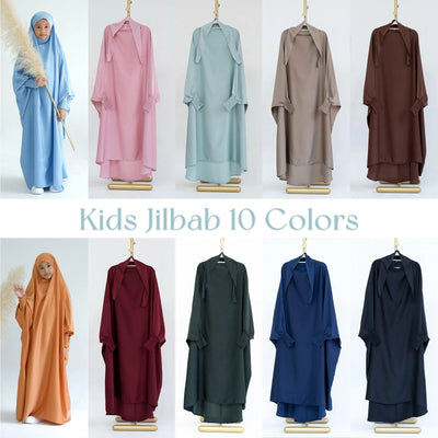 Kids' Style - Jilbab - One Piece Satin Prayer Clothes - LumosModesty