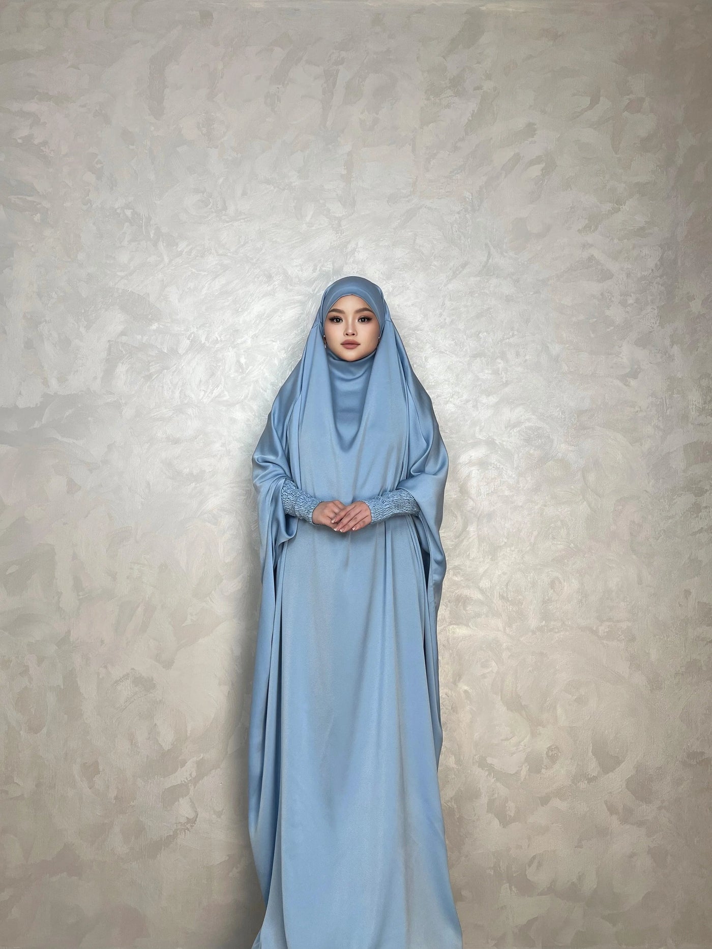 LM001 Muslim Dress for Women One Piece Jilbab Prayer Clothes Muslim jilbab abaya Dress Khimar Islam Dubai Outfits - LM001-SKY BLUE-Jilbab Only LumosModesty