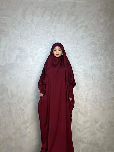 LM001 Muslim Dress for Women One Piece Jilbab Prayer Clothes Muslim jilbab abaya Dress Khimar Islam Dubai Outfits - LM001-LATTE-Jilbab Only LumosModesty