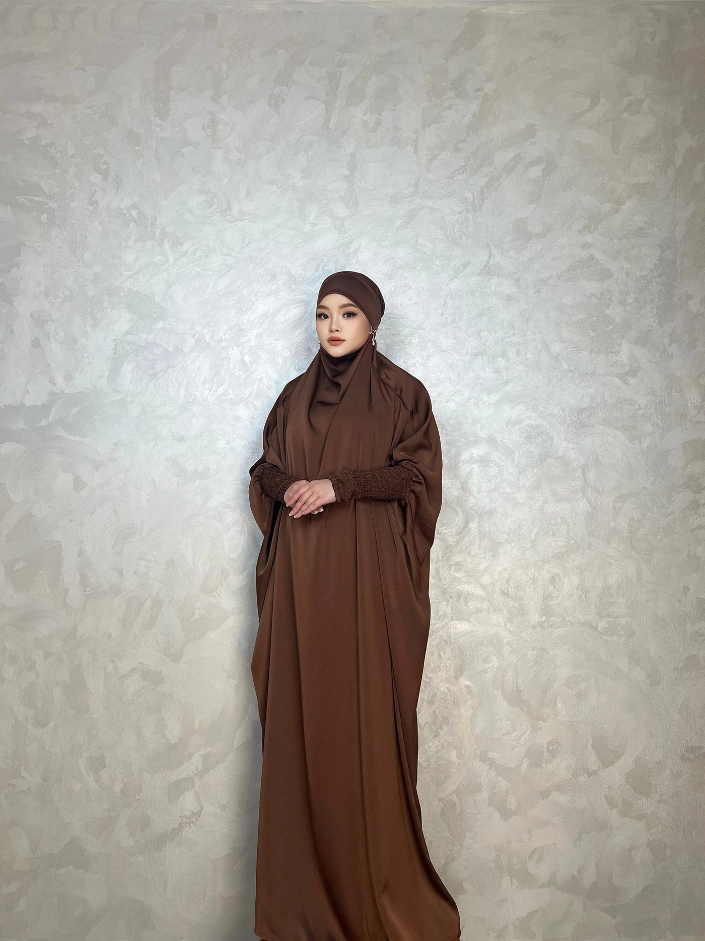 LM001 Muslim Dress for Women One Piece Jilbab Prayer Clothes Muslim jilbab abaya Dress Khimar Islam Dubai Outfits - LM001-COFFEE-Jilbab Only LumosModesty