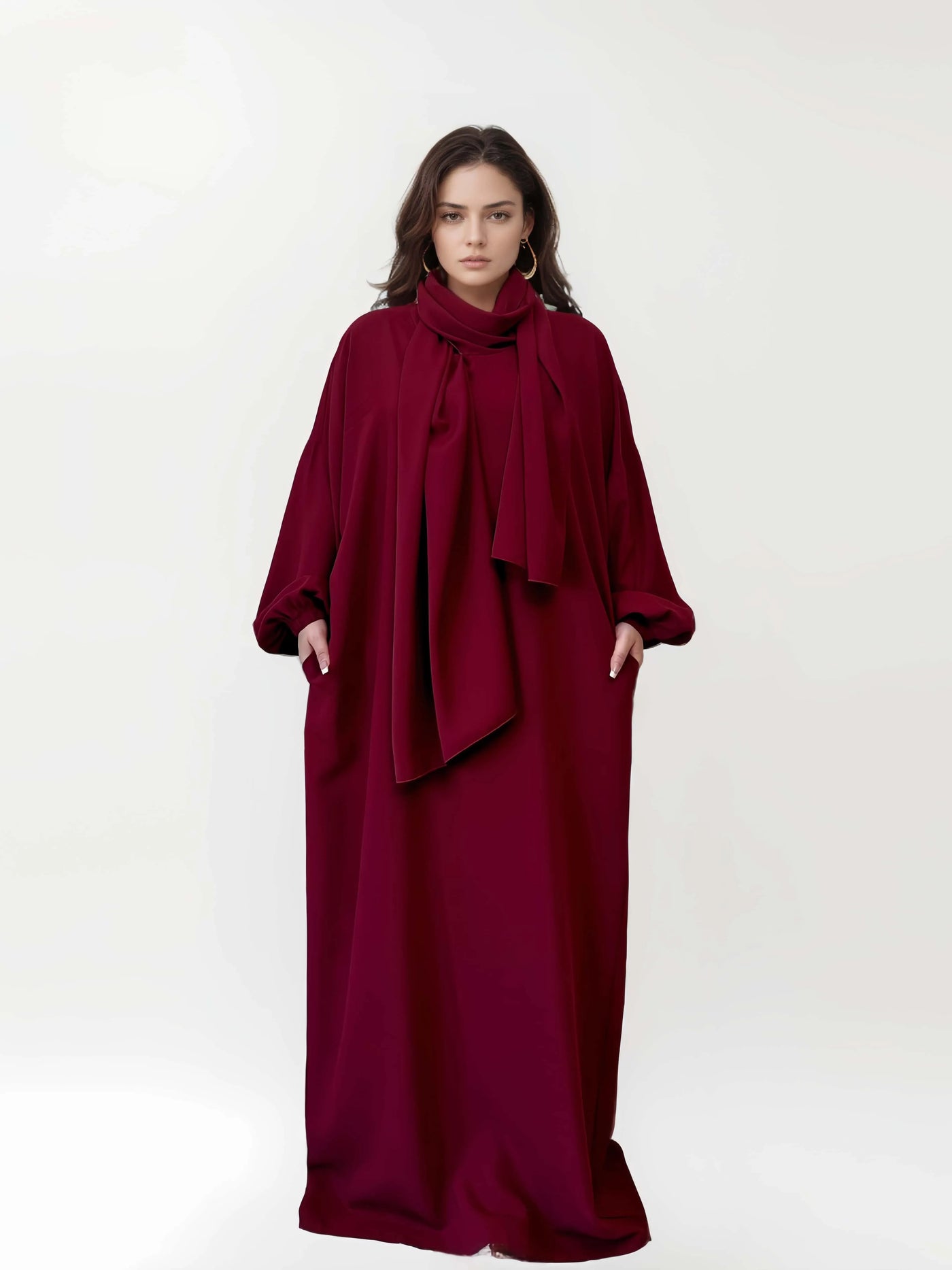 LM003 Hooded Abaya Hijab -Attached With Scarf - Pockets BUY ONE GET ONE 50% OFF - LumosModesty