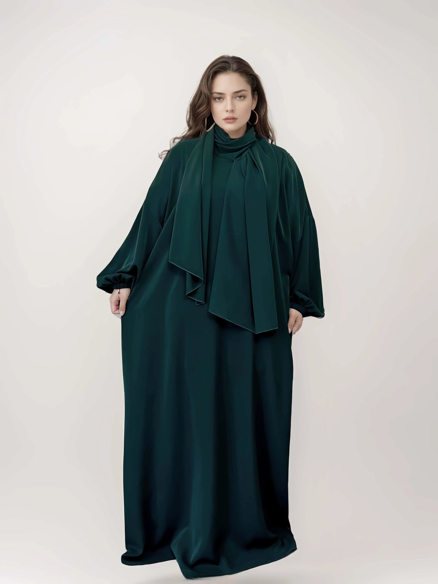 LM003 Hooded Abaya Hijab -Attached With Scarf - Pockets BUY ONE GET ONE 50% OFF - LumosModesty