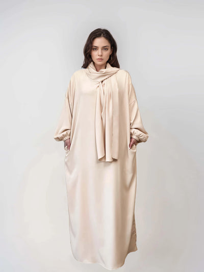 LM003 Hooded Abaya Hijab -Attached With Scarf - Pockets BUY ONE GET ONE 50% OFF - LumosModesty