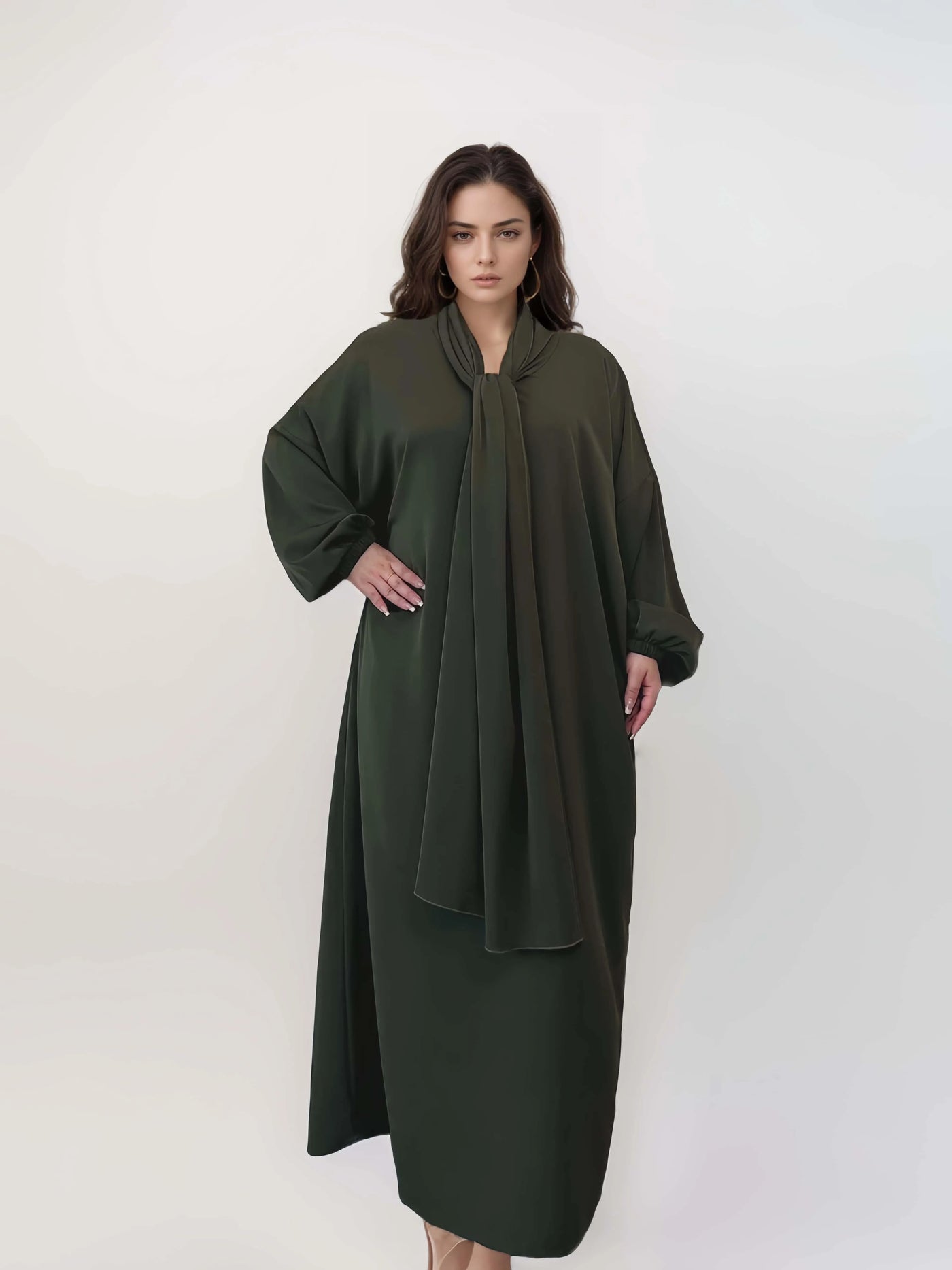 LM003 Hooded Abaya Hijab -Attached With Scarf - Pockets BUY ONE GET ONE 50% OFF - LumosModesty