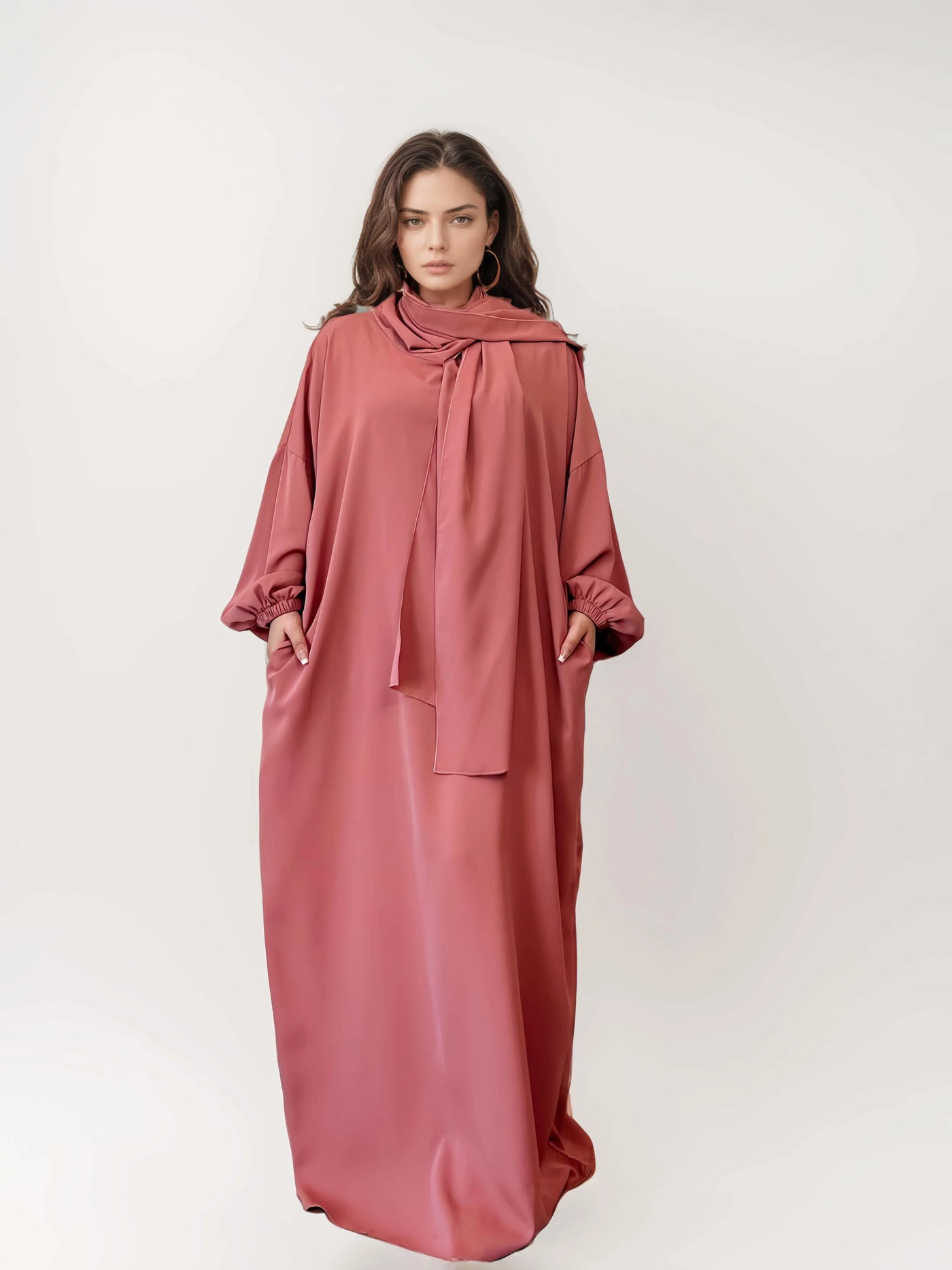 LM003 Hooded Abaya Hijab -Attached With Scarf - Pockets BUY ONE GET ONE 50% OFF - LumosModesty