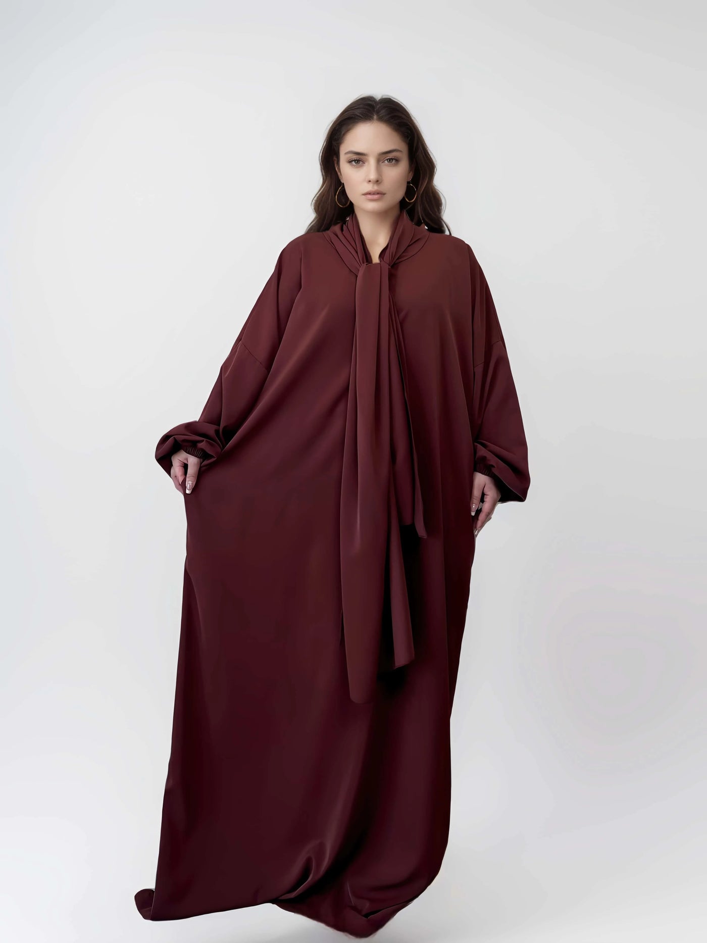 LM003 Hooded Abaya Hijab -Attached With Scarf - Pockets BUY ONE GET ONE 50% OFF - LumosModesty