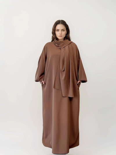 LM003 Hooded Abaya Hijab -Attached With Scarf - Pockets BUY ONE GET ONE 50% OFF - LumosModesty