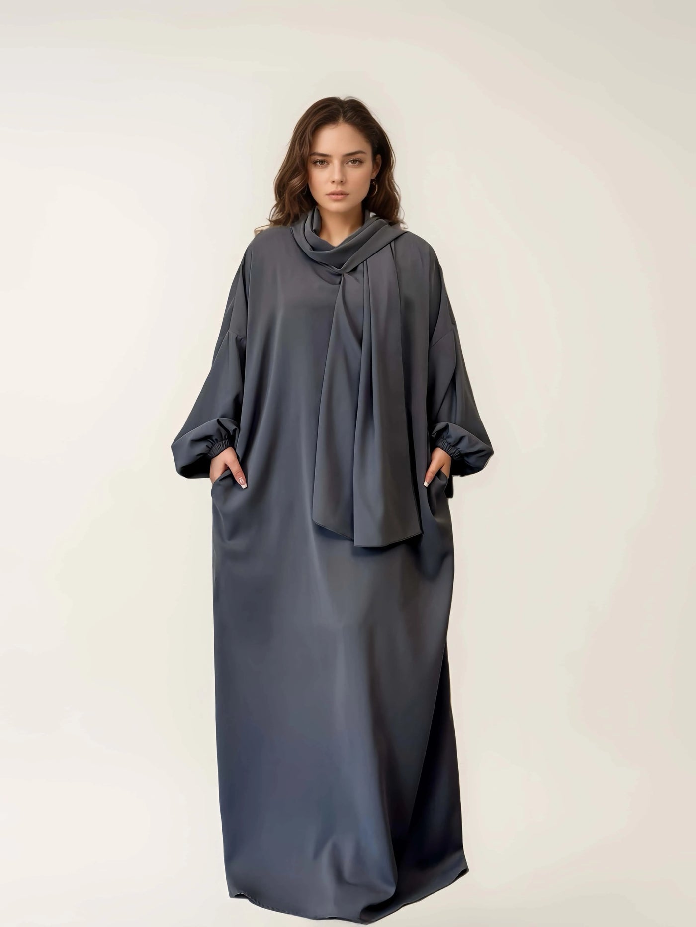 LM003 Hooded Abaya Hijab -Attached With Scarf - Pockets BUY ONE GET ONE 50% OFF - LumosModesty