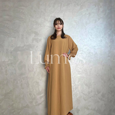 LM008 Crepe Cotton Slip Abaya Dress With Pockets - LumosModesty