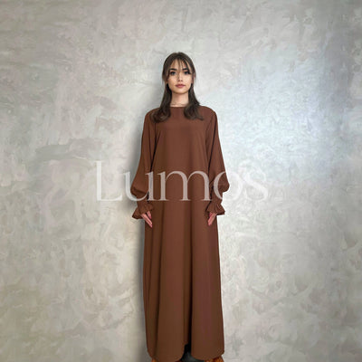 LM008 Crepe Cotton Slip Abaya Dress With Pockets - LumosModesty