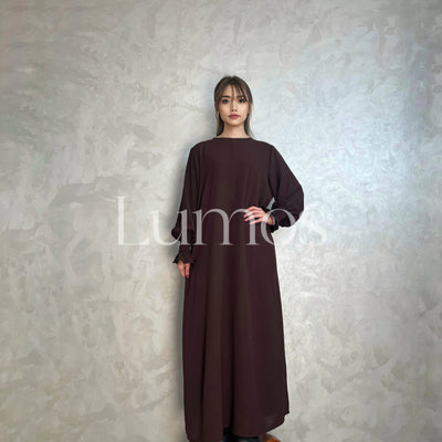 LM008 Crepe Cotton Slip Abaya Dress With Pockets - LumosModesty