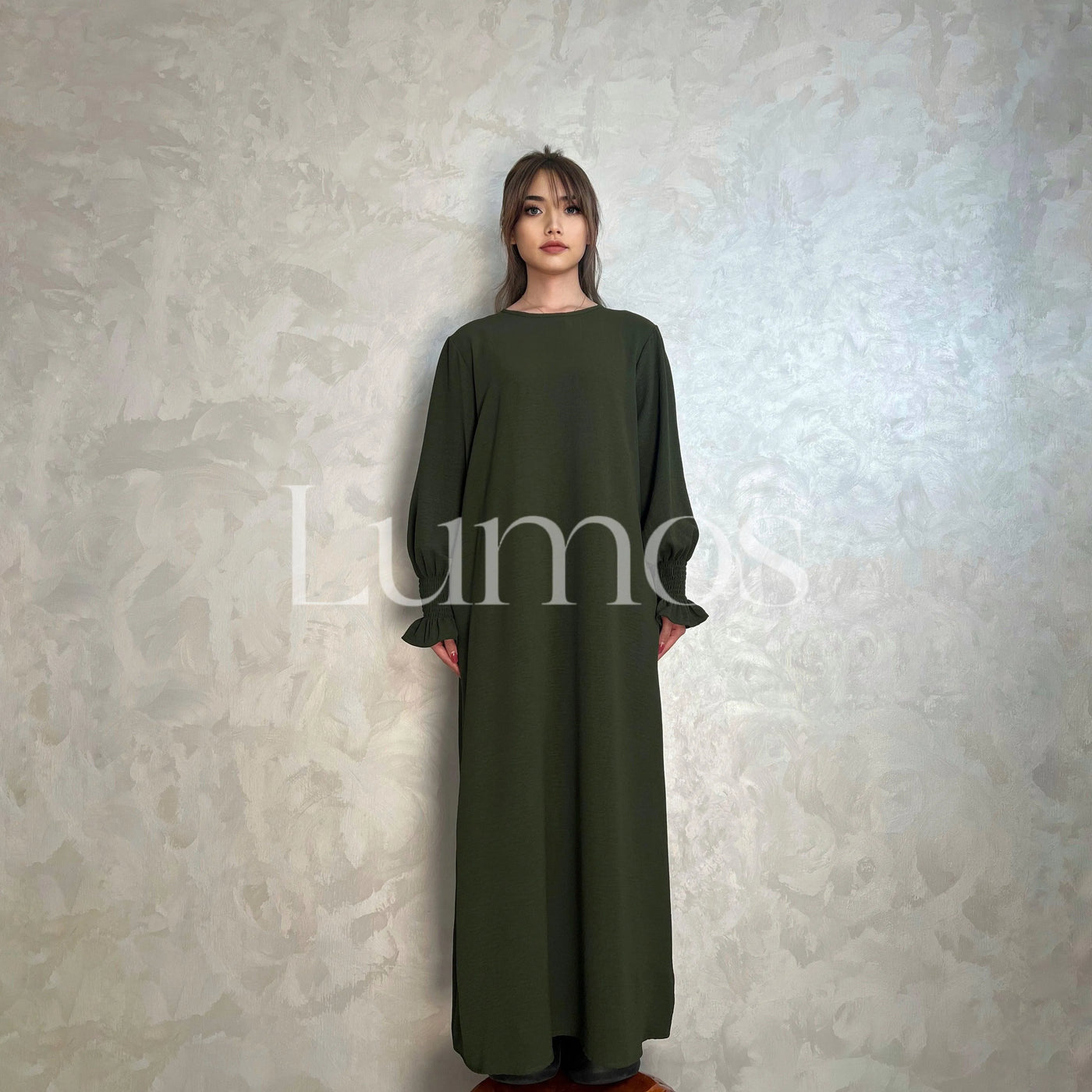 LM008 Crepe Cotton Slip Abaya Dress With Pockets - LumosModesty