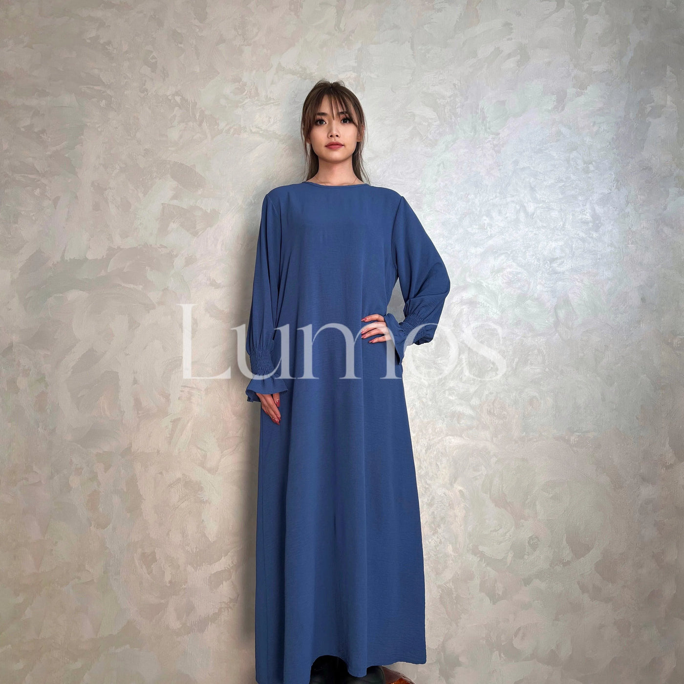 LM008 Crepe Cotton Slip Abaya Dress With Pockets - LumosModesty