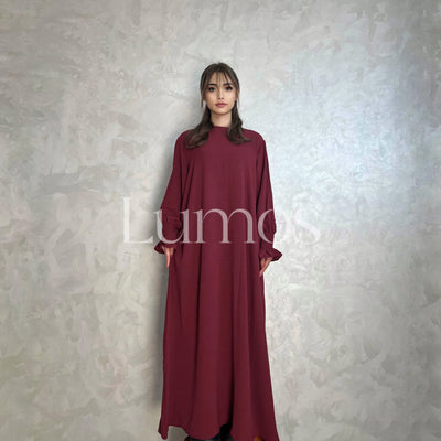 LM008 Crepe Cotton Slip Abaya Dress With Pockets - LumosModesty