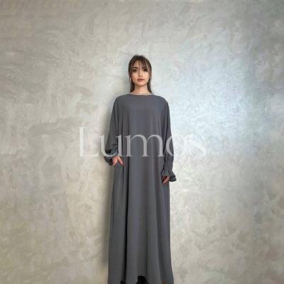 LM008 Crepe Cotton Slip Abaya Dress With Pockets - LumosModesty