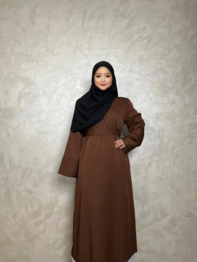 LM009 One-piece Thick Abaya Dress With Belt And Pockets - LumosModesty