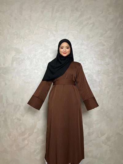 LM009 One-piece Thick Abaya Dress With Belt And Pockets - LumosModesty