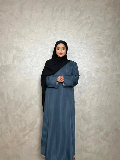 LM009 One-piece Thick Abaya Dress With Belt And Pockets - LumosModesty