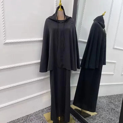 LM010 Two Pieces Abaya Set Suit With Maxi Big Scarf Nidha - LumosModesty