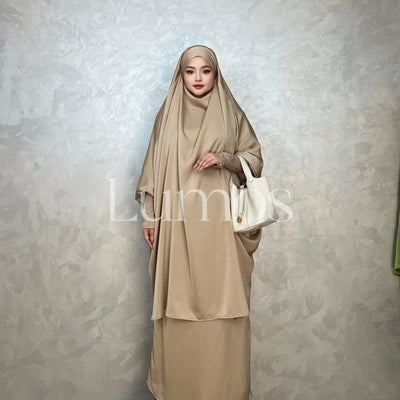 LM011 Multi Color -Luxury Two Piece Robe Set - Pocket Robe - Hijab Set - LumosModesty