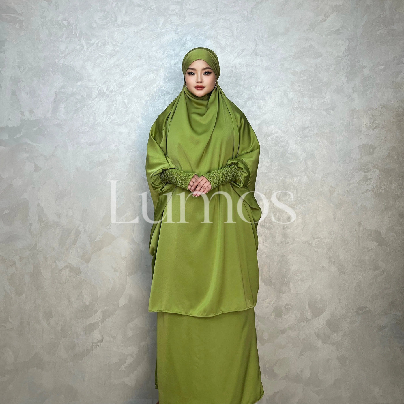 LM011 Multi Color -Luxury Two Piece Robe Set - Pocket Robe - Hijab Set - LumosModesty