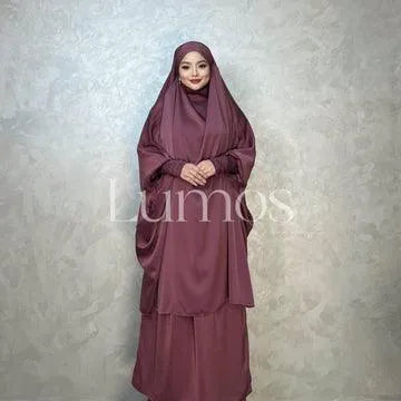 LM011 Multi Color -Luxury Two Piece Robe Set - Pocket Robe - Hijab Set - LumosModesty