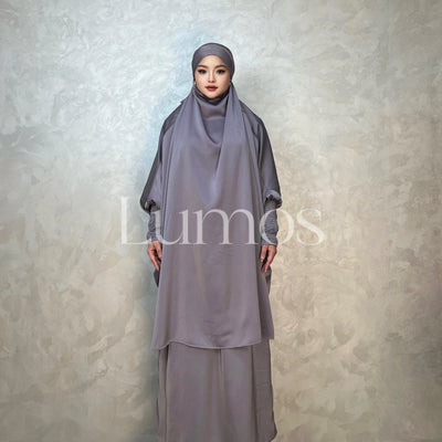 LM011 Multi Color -Luxury Two Piece Robe Set - Pocket Robe - Hijab Set - LumosModesty