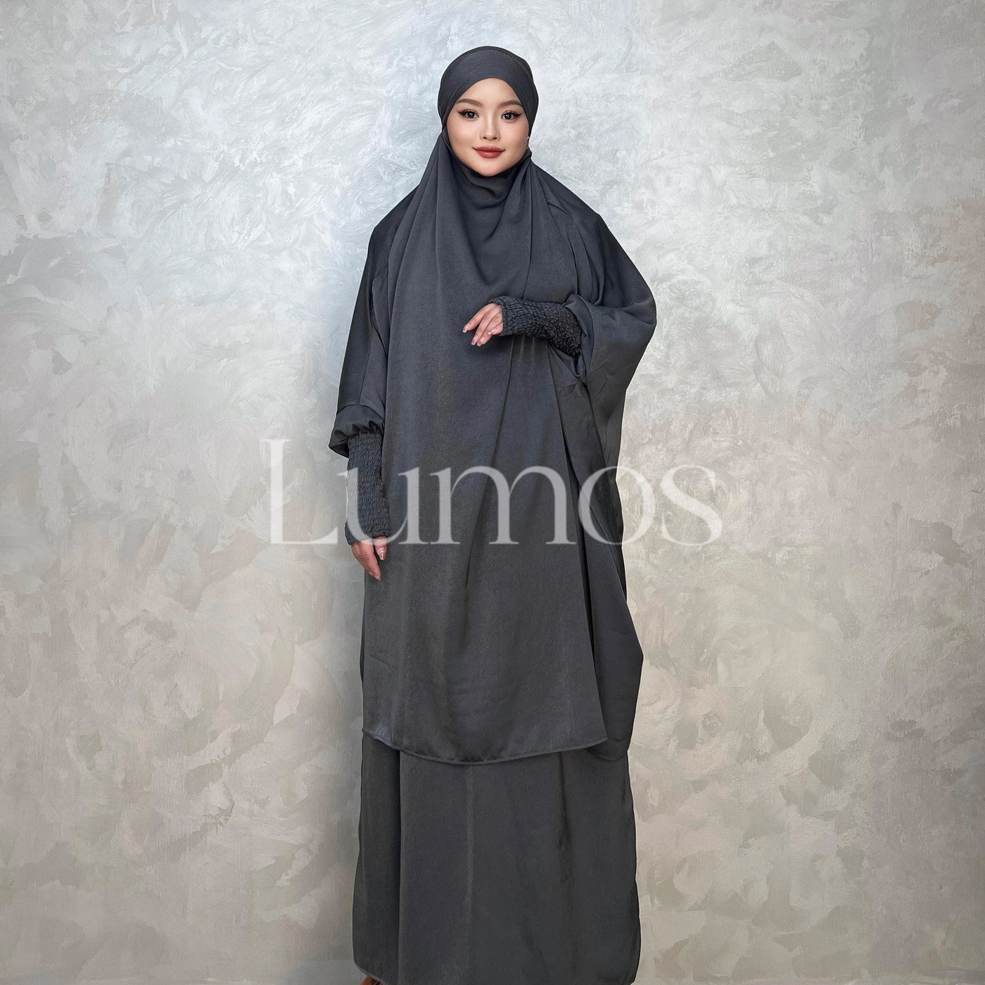 LM011 Multi Color -Luxury Two Piece Robe Set - Pocket Robe - Hijab Set - LumosModesty