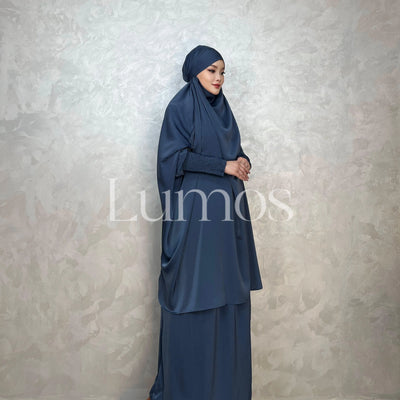 LM011 Multi Color -Luxury Two Piece Robe Set - Pocket Robe - Hijab Set - LumosModesty