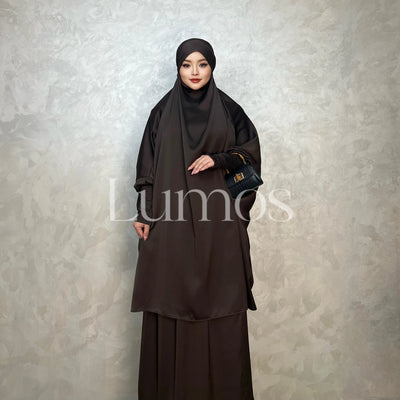 LM011 Multi Color -Luxury Two Piece Robe Set - Pocket Robe - Hijab Set - LumosModesty