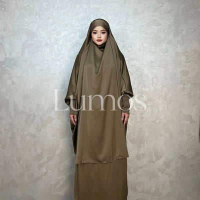 LM011 Multi Color -Luxury Two Piece Robe Set - Pocket Robe - Hijab Set - LumosModesty