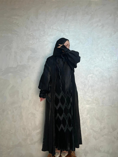 LM016 Modest Bubble Sleeves Abaya Two Pieces Set - LumosModesty