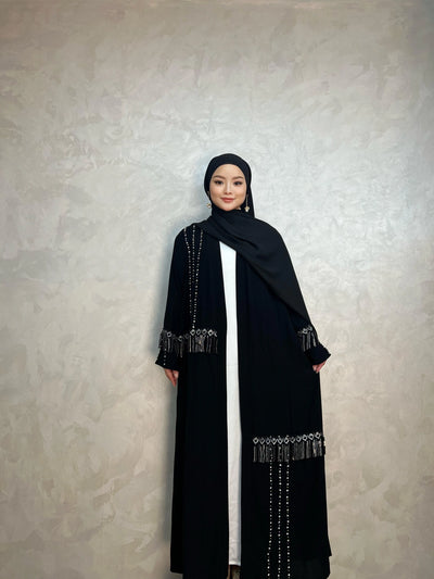 LM017 Shimmering Tassel-Diamond Tassel Abaya - LumosModesty