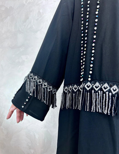 LM017 Shimmering Tassel-Diamond Tassel Abaya - LumosModesty