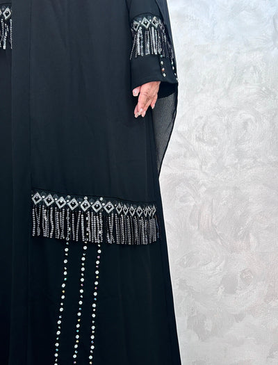 LM017 Shimmering Tassel-Diamond Tassel Abaya - LumosModesty