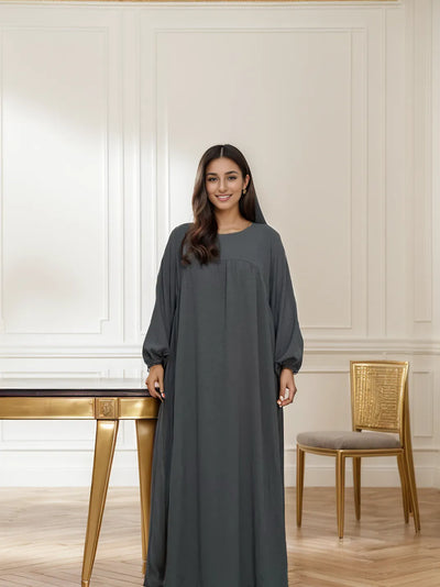 LM021 Balloon Sleeves Abaya With Pockets - LumosModesty