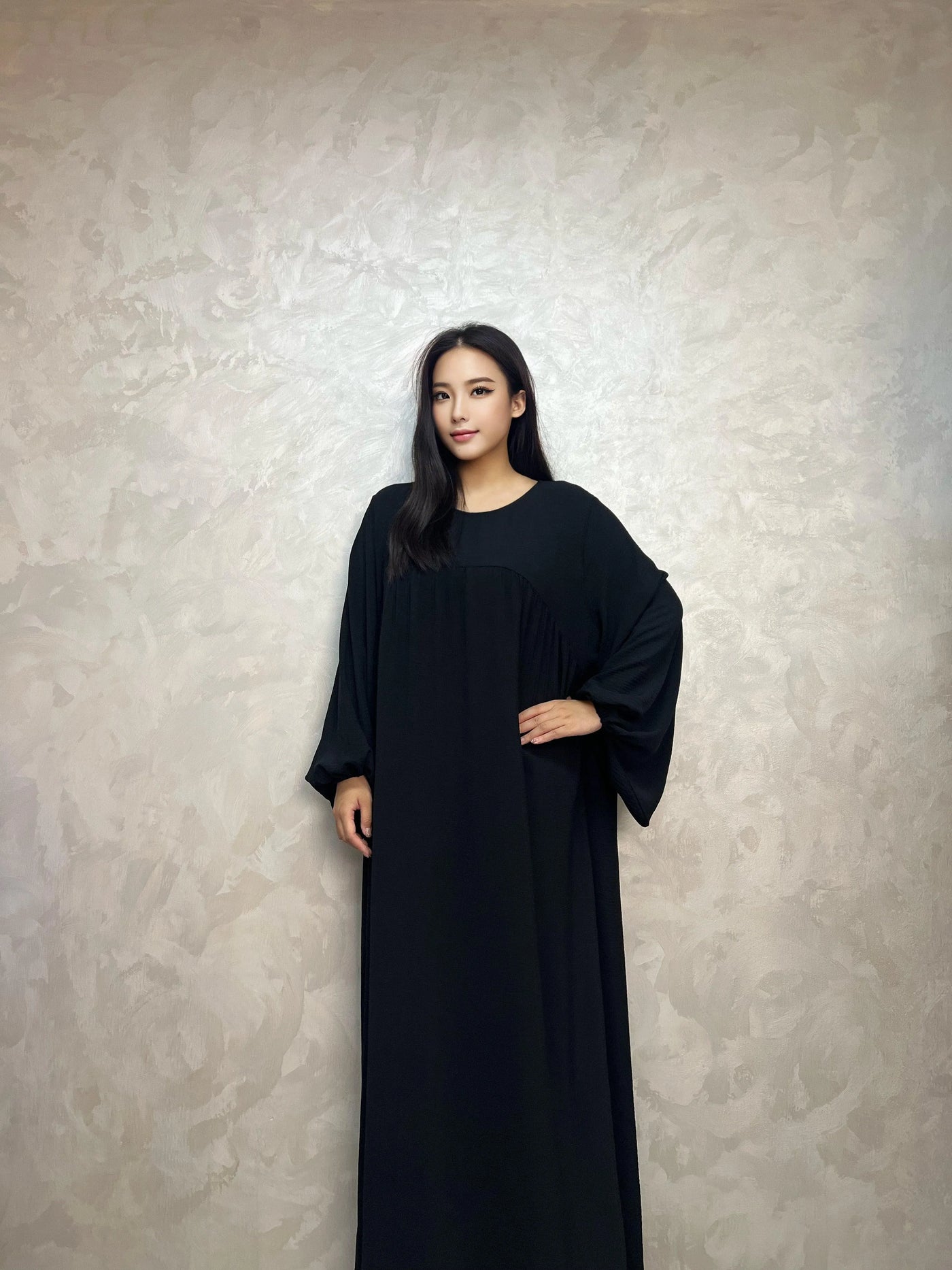 LM021 Balloon Sleeves Abaya With Pockets - LumosModesty