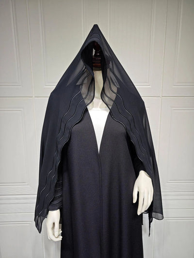 LM043 Wave Abaya Cardigan with Hijab-lumosmodesty