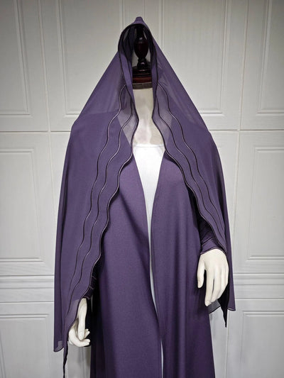 LM043 Wave Abaya Cardigan with Hijab-lumosmodesty